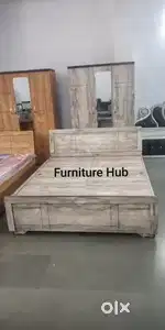 Bedroom set dubble bed and 3 door wardrobe £÷0037