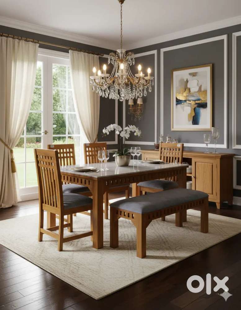 Premium TEAK WOOD Dining table Set 4 chairs and bench 10yes warranty