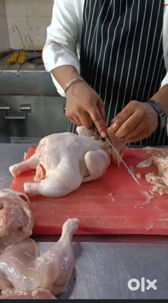 Chicken cutting master and shop handling