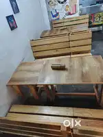Cafe Wooden bench  rectangular wooden table