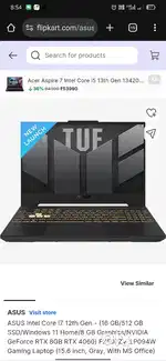 Asus tuff gaming f15 i7 12gen parts for sale