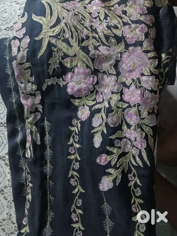 Black emboroidery saree