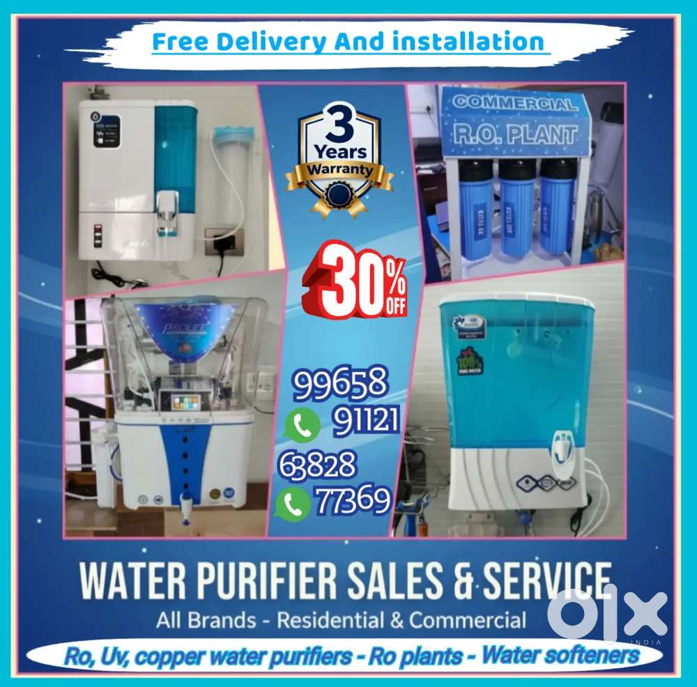 Ro & Uv water purifiers sales and service with 3 years warranty...