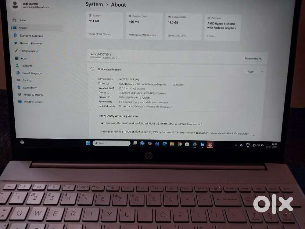 Hp pavilion 16gb RAM,1TB ROM ,13TH Generation.Radal496 Graphics card.