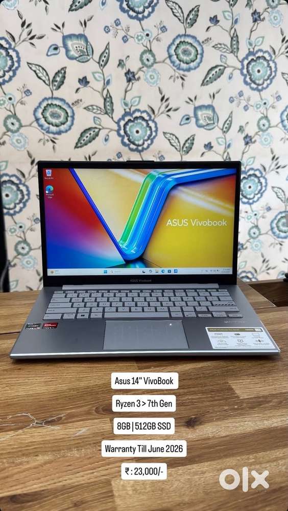 Asus vivobook /ryzen3 7th gen / 8/512 ssd/ warranty till june 2026