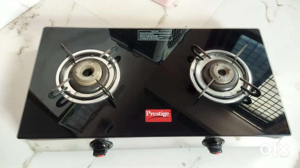Prestige Gas stove 2 burnur gas full black glass top