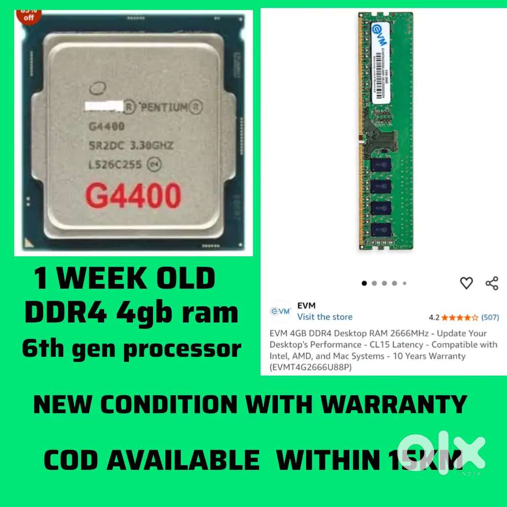 DDR4 4GB RAM and INTEL PENTIUM 6TH GENERATION PROCESSOR