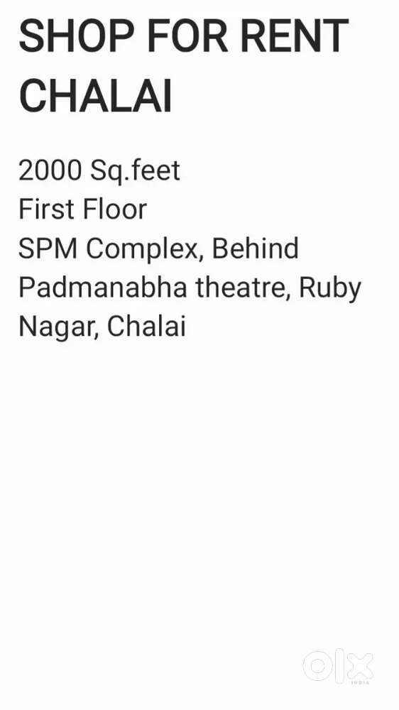 SHOP Rent 2000sq.ft CHALAI