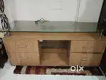 TV cabinet with drawers and glass top
