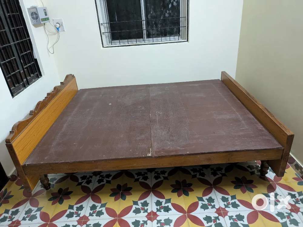 Teak Cot & cotton Bed