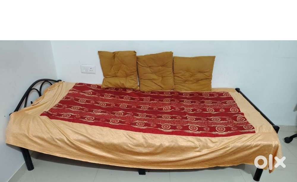 Iron bed with mattress