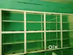 Glass rack, wood and glass table,wood and glass cashtable