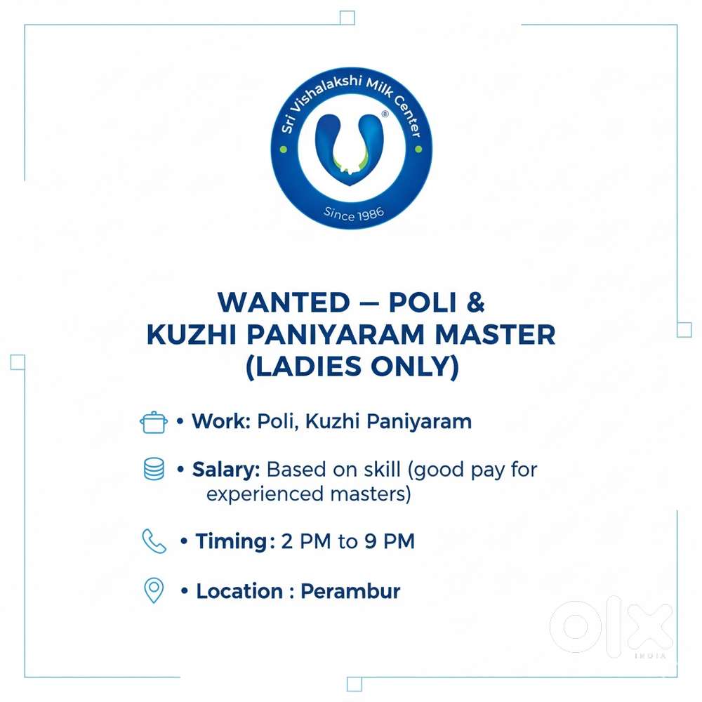 Poli & Kuzhi paniyaram Master (ladies only) Perambur