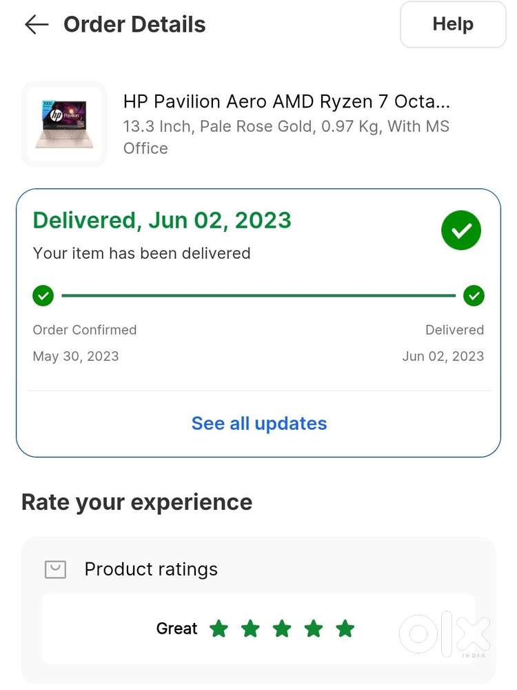 HP Pavilion Aero AMD Ryzen 7 Octa Core 7735U