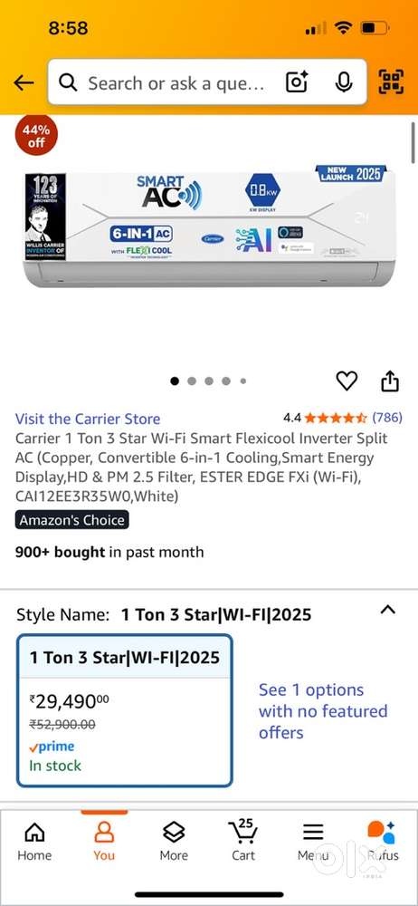 Perfect cond split AC carrier 1 ton