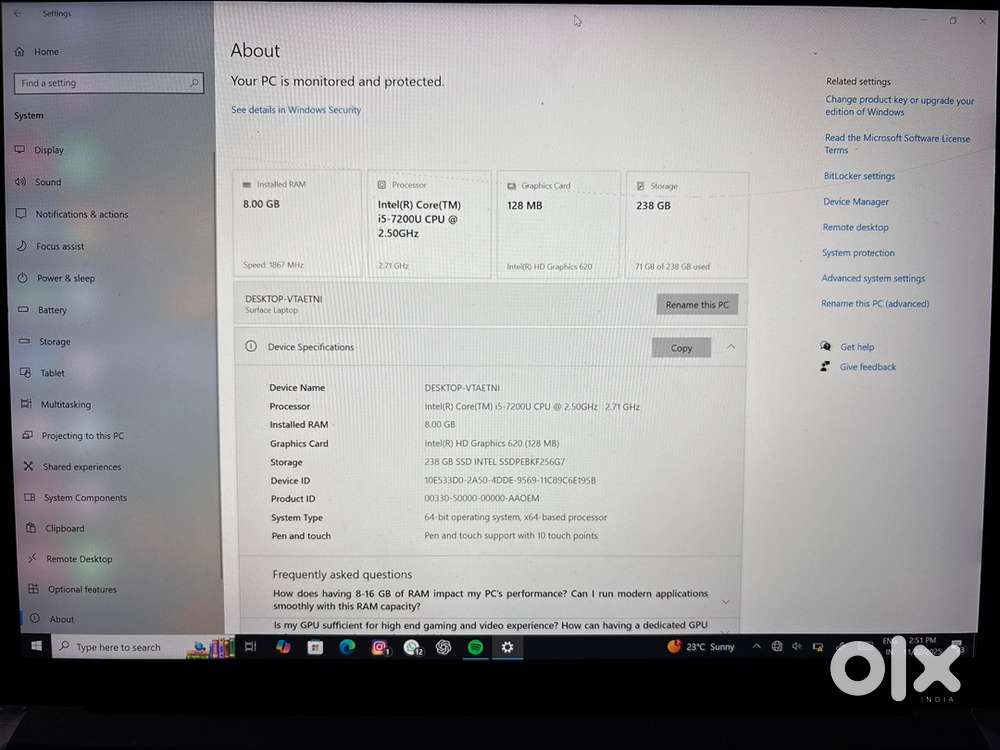 Microsoft Surface Laptop – i5 / 8GB RAM / 256GB SSD