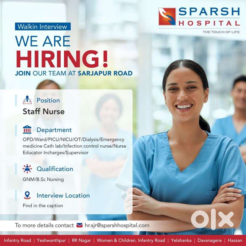 VACANY FOR NURSE (Need Male /Female staff nurse to work in hospital)