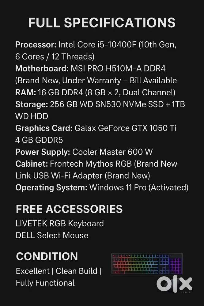 Editing + Gaming CPU  i5 10th Gen + GTX 1050 Ti