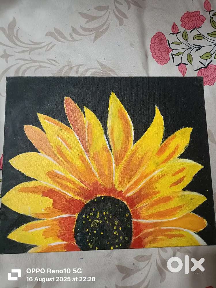 Single sunflower painting