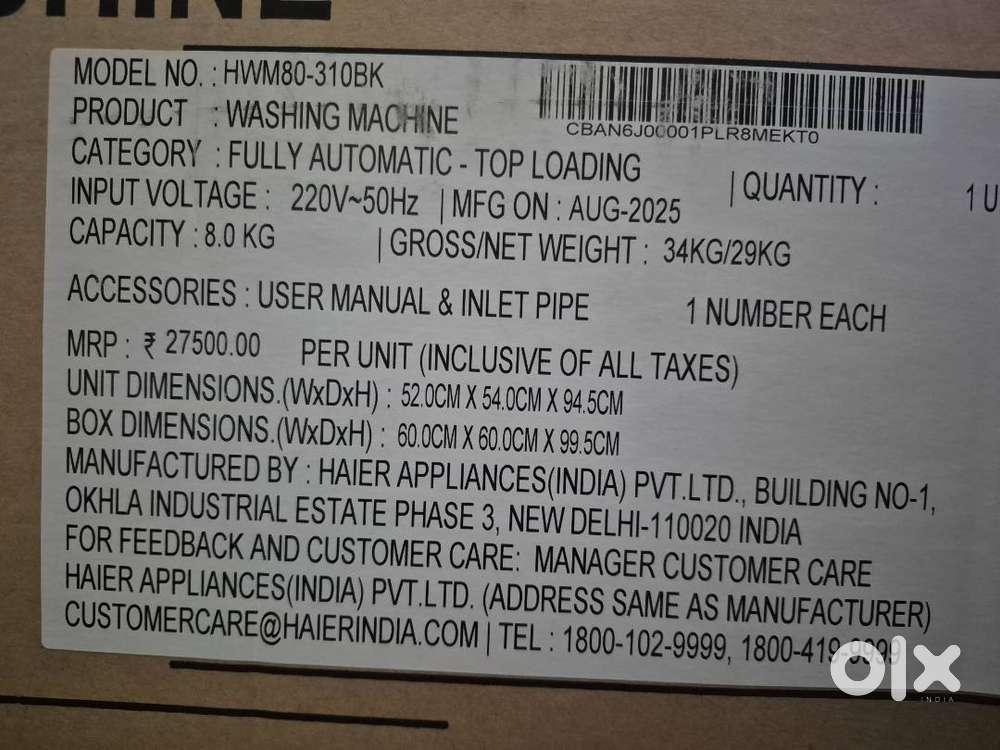 Haier washing machine