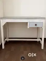 Wooden Study / Computer Table with Drawer – White Finish