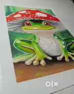 Unique hand-drawn frog painting