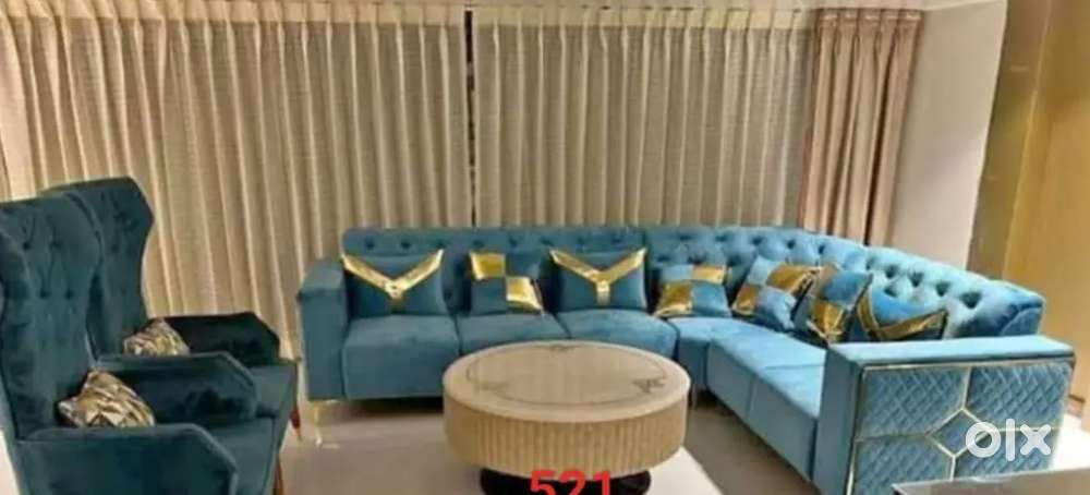 L shape sofa set with designing handle and beautiful pillow