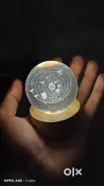 3D Crystal Solar System Lamp with LED Wooden Base