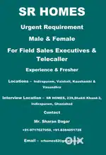 Need fresher sales executive nd Telecallers  in Indirapuram