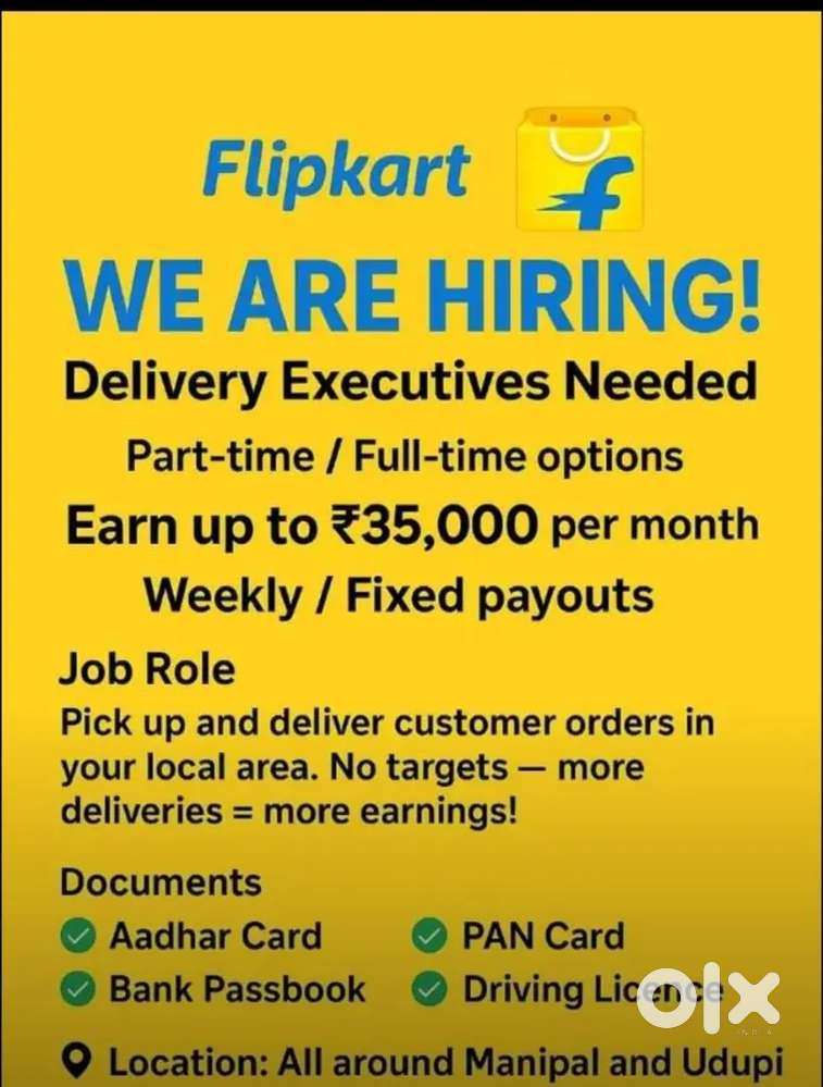 Need delivery boys full time or part time