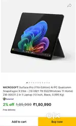 Microsoft Surface Pro 11 OLED 1TB X Elite 1TB 2 in 1 PC