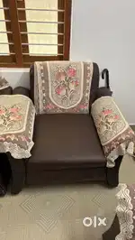 Brown Leather Sofa Set – 3 Seater + 1 +1 Seater (Used, Good Condition)