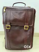 Classic Brown Leather Laptop Backpack