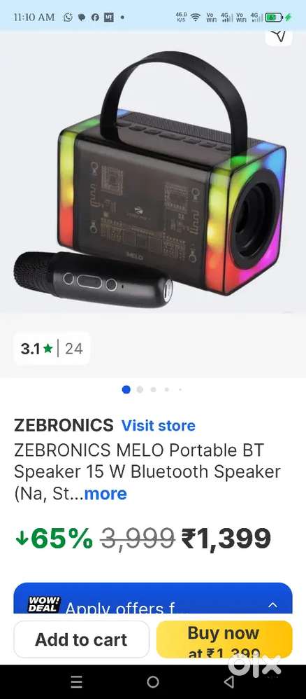 Sealed Pack Zebronics Melo Party Speaker with karaoke microphone