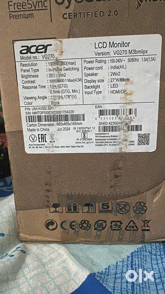 Acer 27inch Gaming Monitore for sale