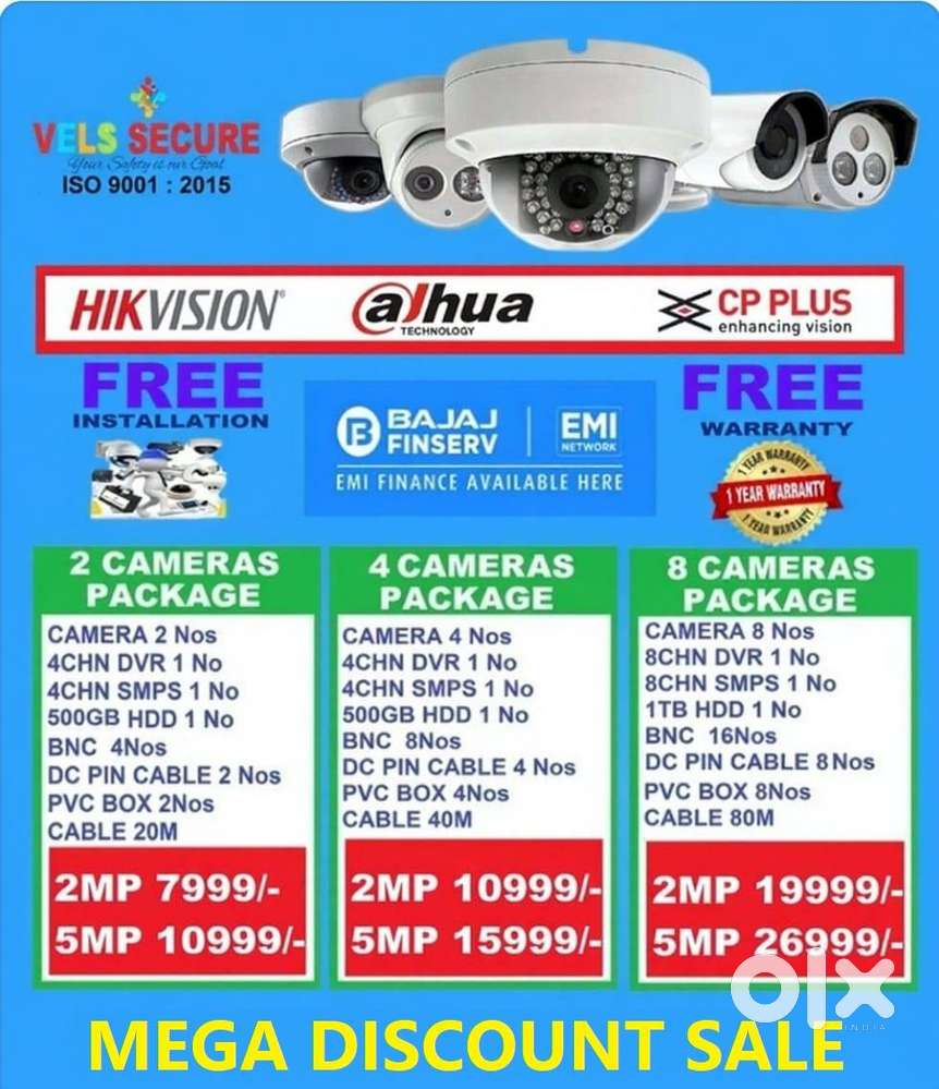 MEGA   DISCOUNT  SALE OF       2MP  DAHUA or CP PLUS or HIKVISION  CC