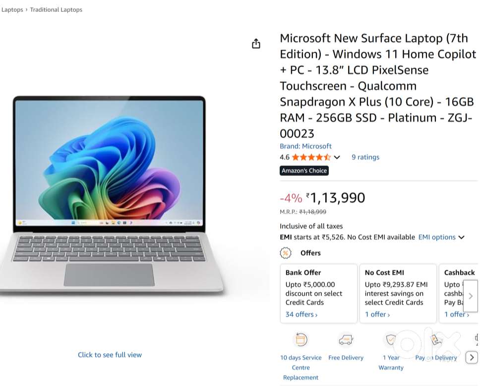 Surface Laptop 7 16GB/256GB X Plus Co-Pilot Snapdragon