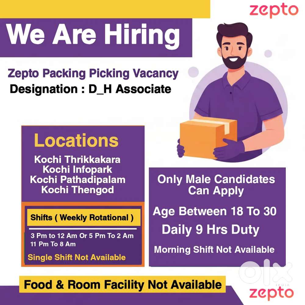 Thrikkakara Zepto Packing Picking vacancy