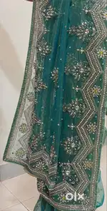 Sea Green stone work heavy saree