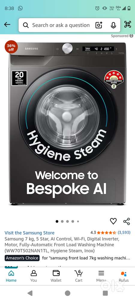 Samsung brand new 7kg front load washing machine