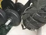 2 dumbles and rod with 4 plates