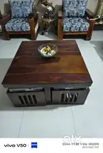 One centre table and 2 round side tables