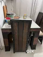 4 Seater Dinning Table, Antique Design with cushioned seats