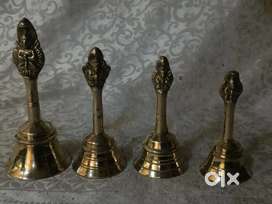 Antique pure brass solid very heavy puja bells set eco sound