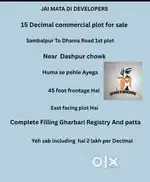 15 Decimal commercial plot for sale