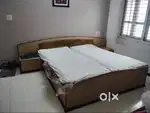 6.9×6 ft Double Bed with Under-Bed Storage, Side Tables & Mattress