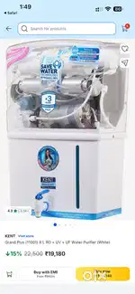 GENUINE KENT GRAND PLUS RO Water Purifier
