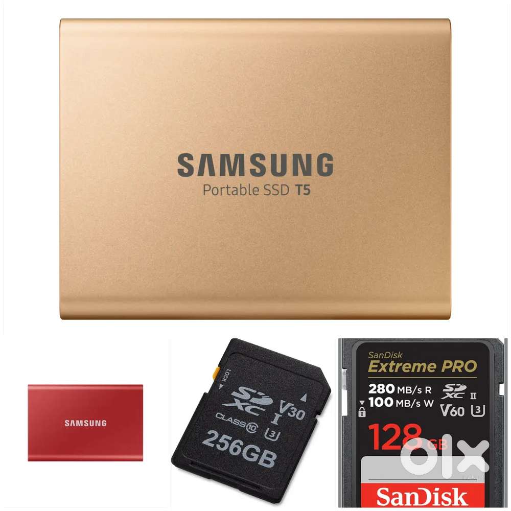COMBO SAMSUNG T5, T7 SSD 1TB,256GB 7.0 SD EXPRESS CARD,SANDISK 128G SD