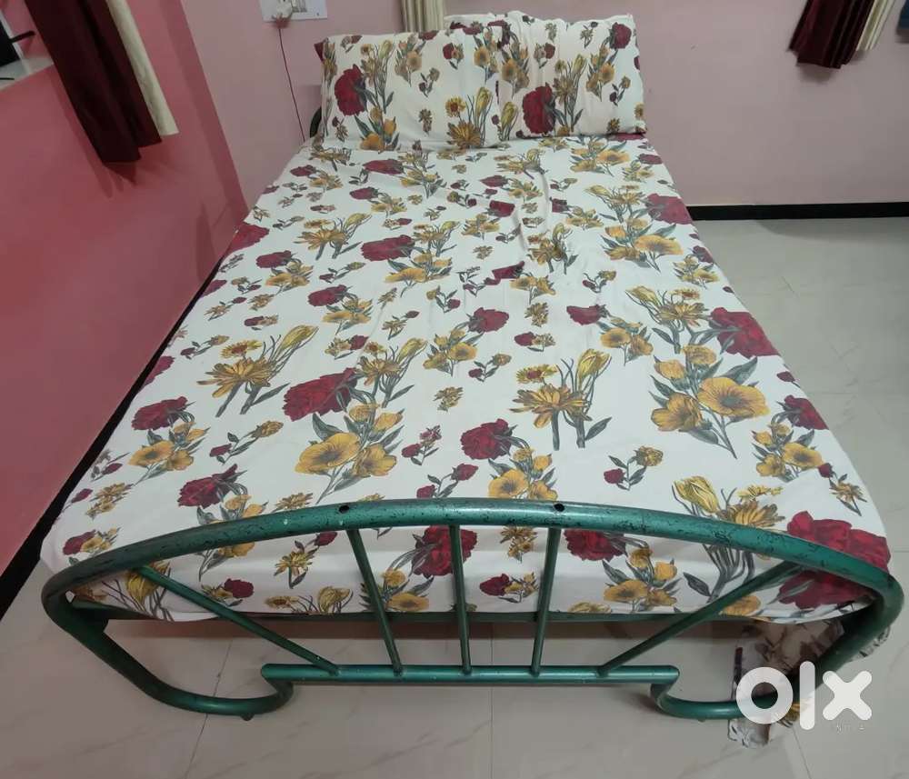 Steel Cot Queen Size with small locker in-built