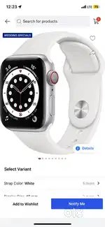 Apple warch Series 6 GPS + Cellular ( White Strap Regular )